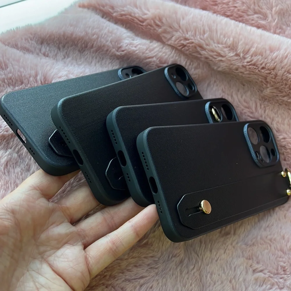 For iPhone 14,14 plus,14 pro,14 pro max phone case with wrist strap kickstand